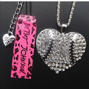 Betsey Johnson Chrystal Baseball Inspired Heart